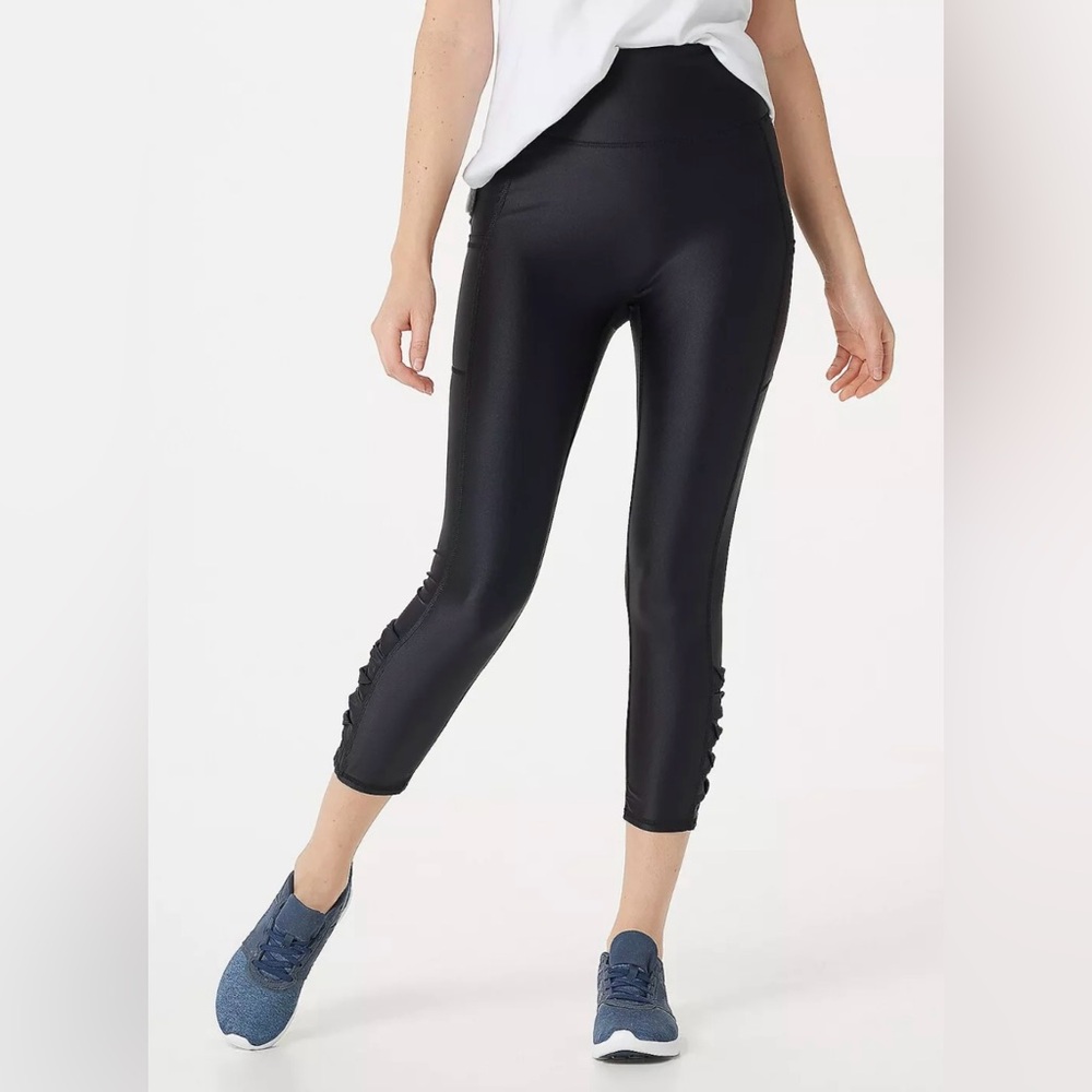 Zuda Interlock Knit Leggings with Twist Trim Detail - Black 🖤